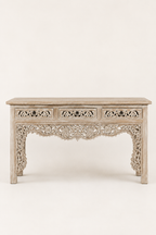 The Aruna Console Table | Handgesneden Teakhouten Sidetable 150 cm