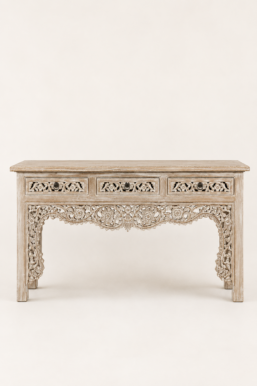 The Aruna Console Table | Handgesneden Teakhouten Sidetable 150 cm