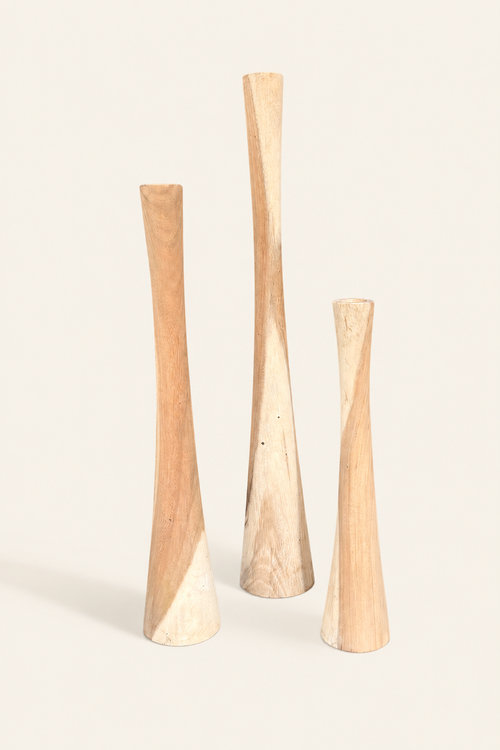 Suar Houten Kandelaars – Set van 3 (60, 80 & 100 cm)