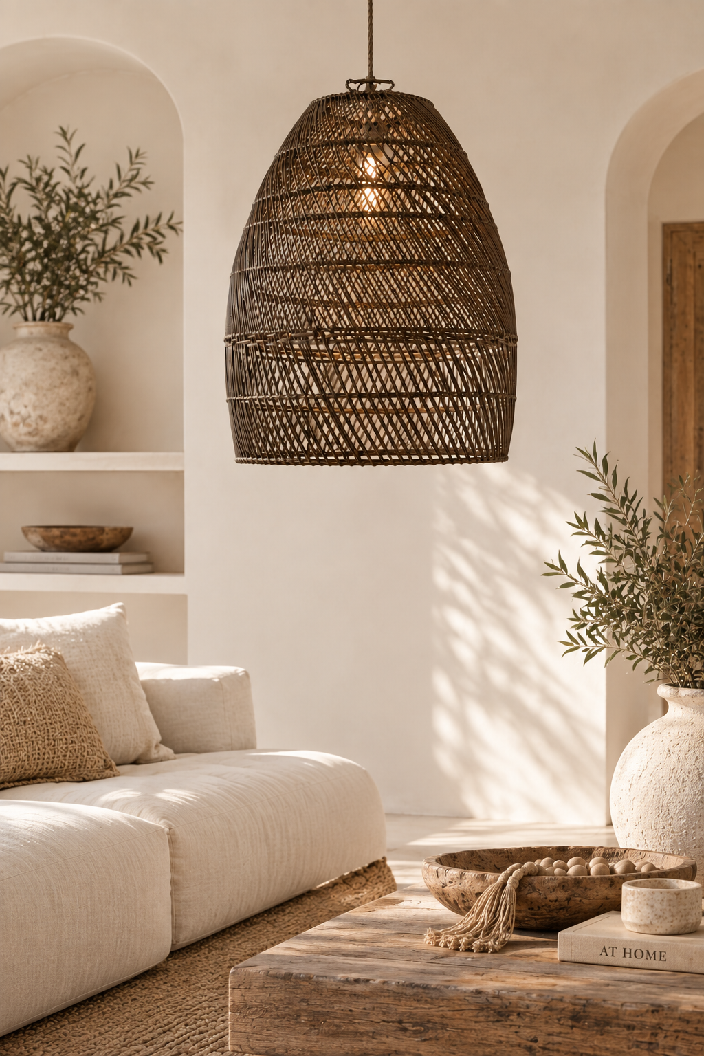Rotan lamp The Gubuk - Bruin