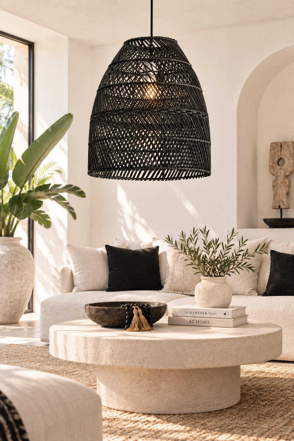 Rotan lamp The Gubuk - Zwart