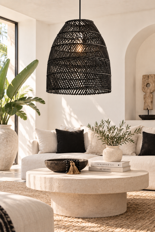 Rotan lamp The Gubuk - Zwart