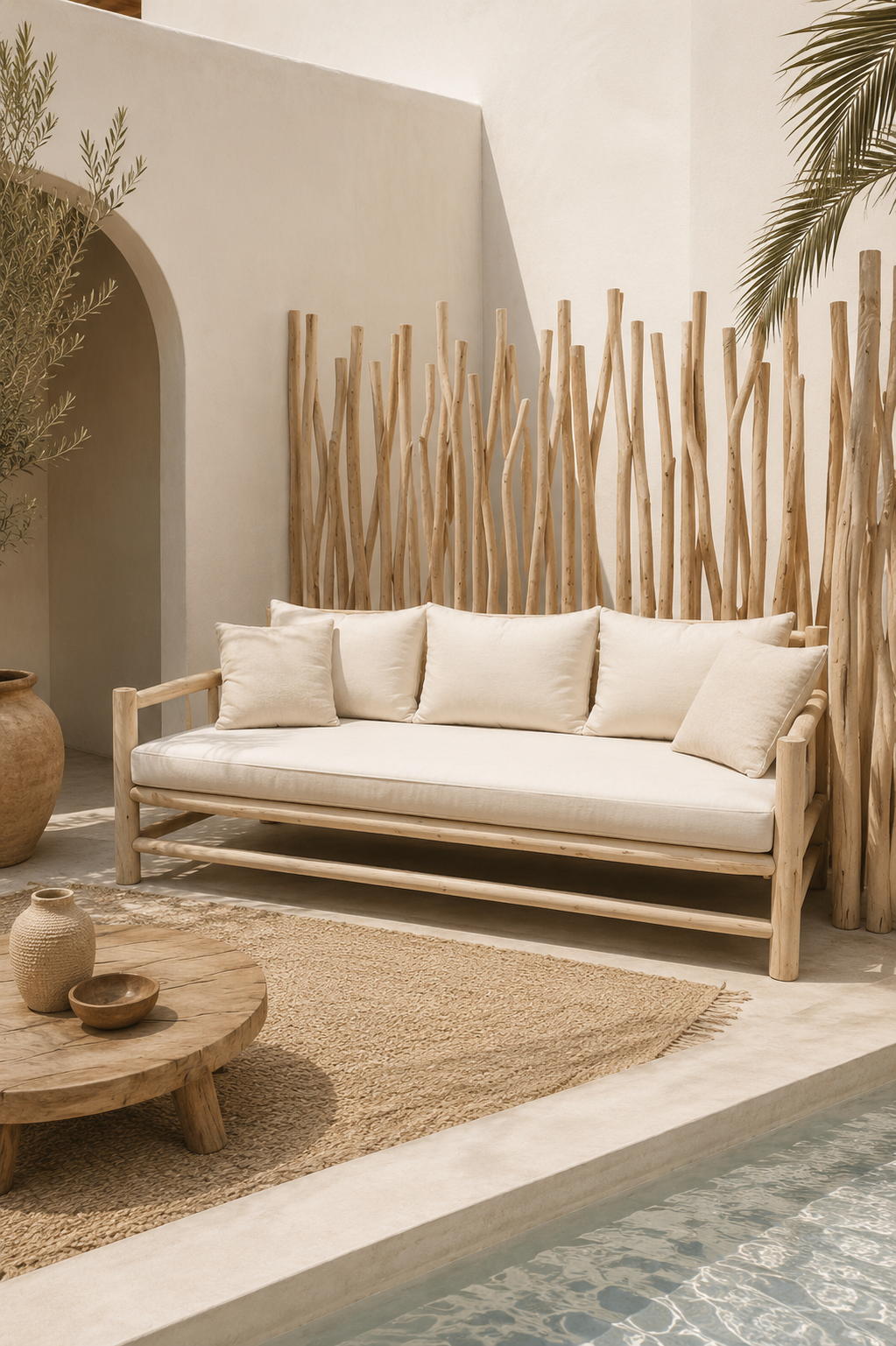 Teakhouten Loungebank met All Weather Kussens – 200x90x80 cm