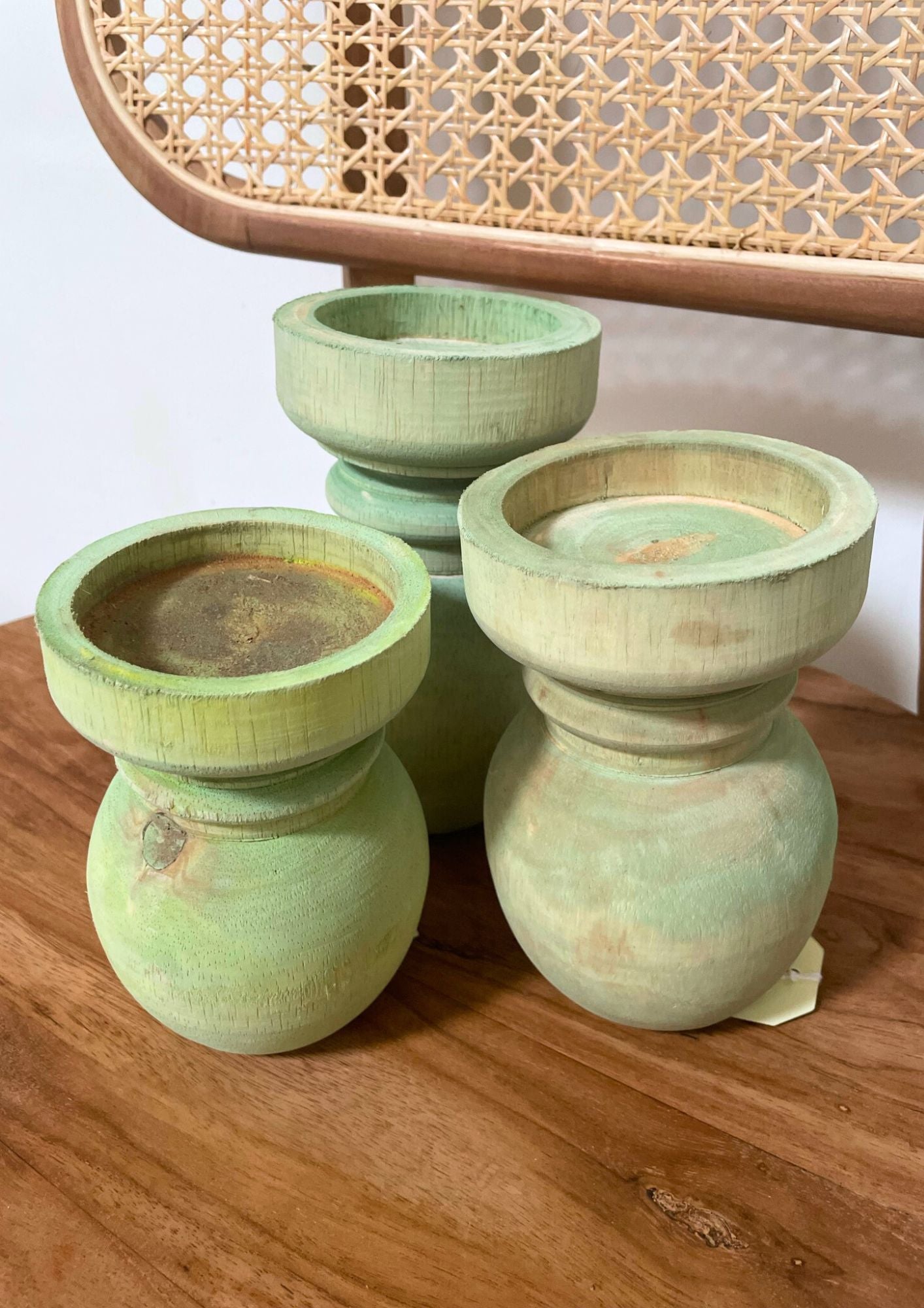 Houten Kaarshouder Groen - The Hijau – L