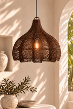 Rotan Lampenkap - The Bunga - L - Bruin