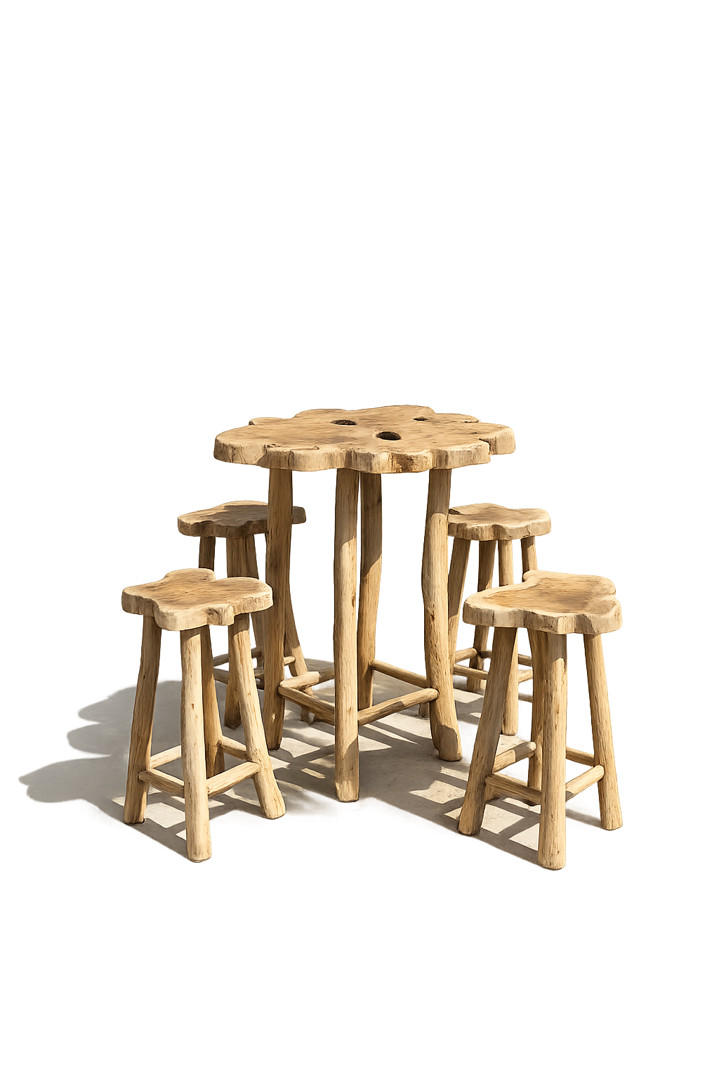 The Flores Barset - Massief teakhouten barset met 4 barkrukken