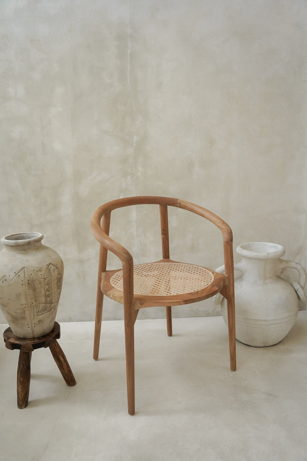 The Bulat Rattan Teak Stool – Set of 2 - Hippie Monkey - Hippie Monkey - Wholesale B2B Dropshipping